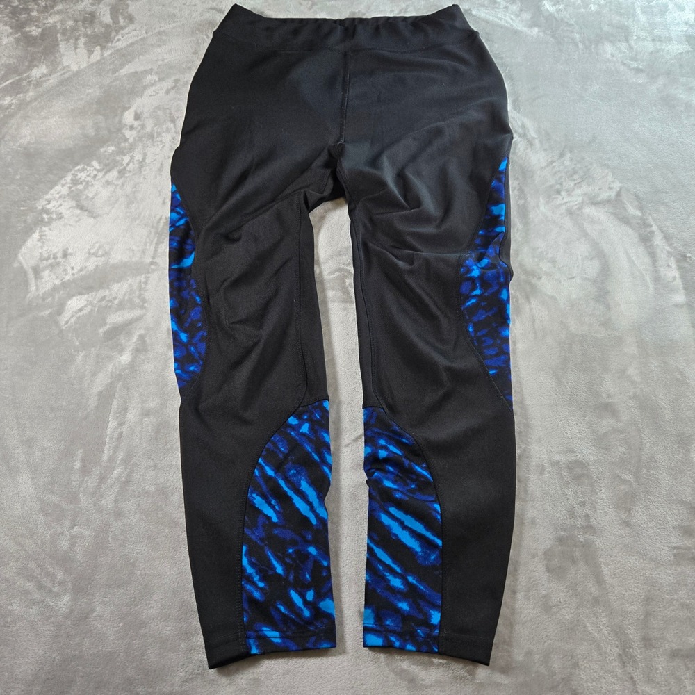Popfit Black Blue Tie Dye‎ Athletic Leggings Pants Women's XL Pockets